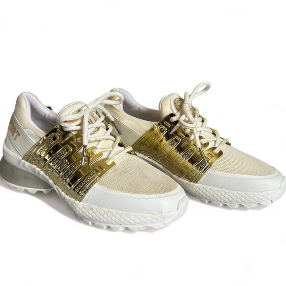 Plein Sport Gold Metallic Lace Up Shoes White Size 37/7 - Picture 7 of 16